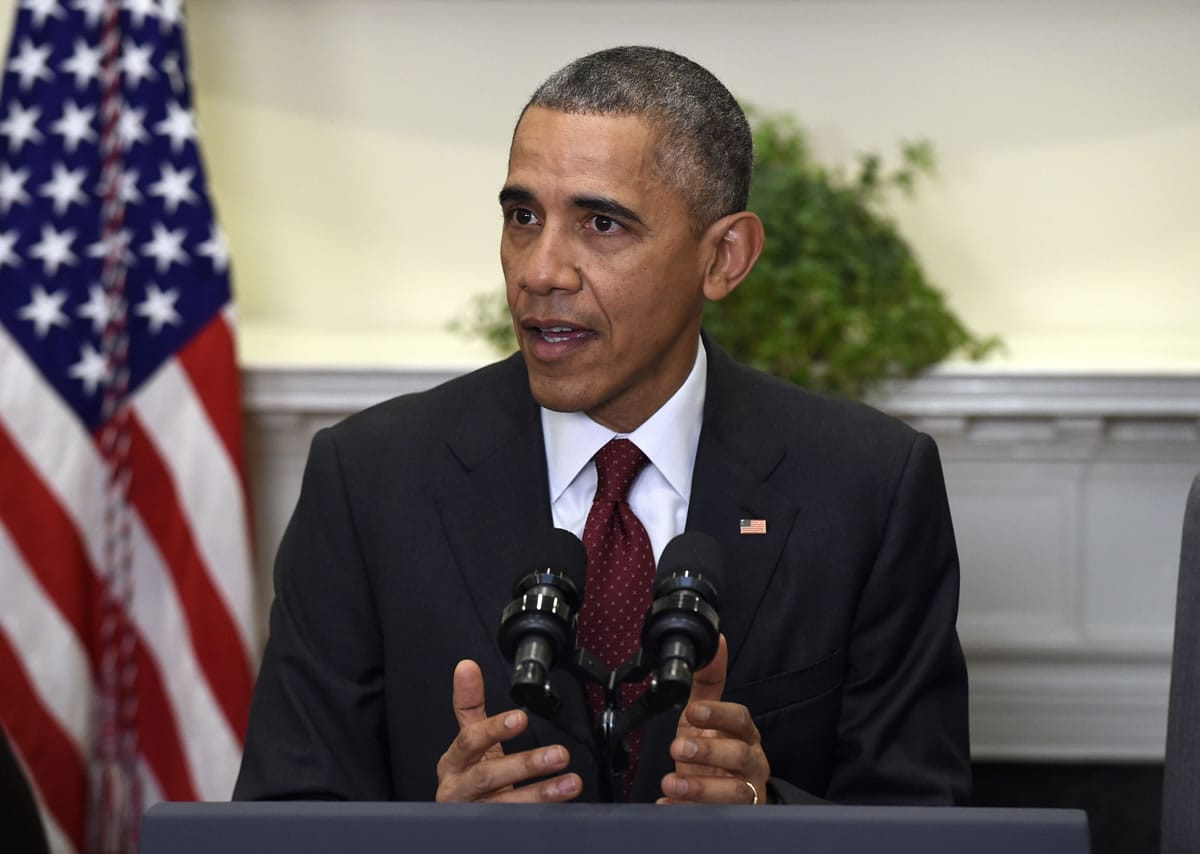 President Barack Obama speaks Wednesday in the Roosevelt Room of the White House in Washington to brief the public on the nation&#039;s homeland security posture heading into the holiday season, following meeting with his national security team.