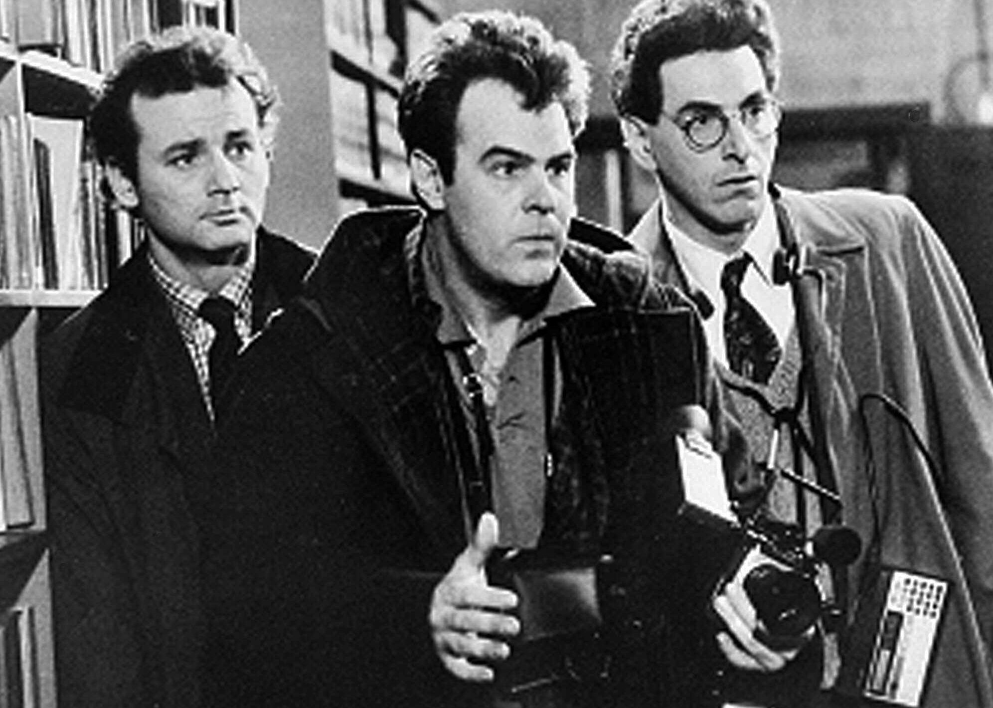 Bill Murray, from left, Dan Aykroyd and Harold Ramis, right, track down a specter in the 1984 movie &quot;Ghostbusters&quot;.