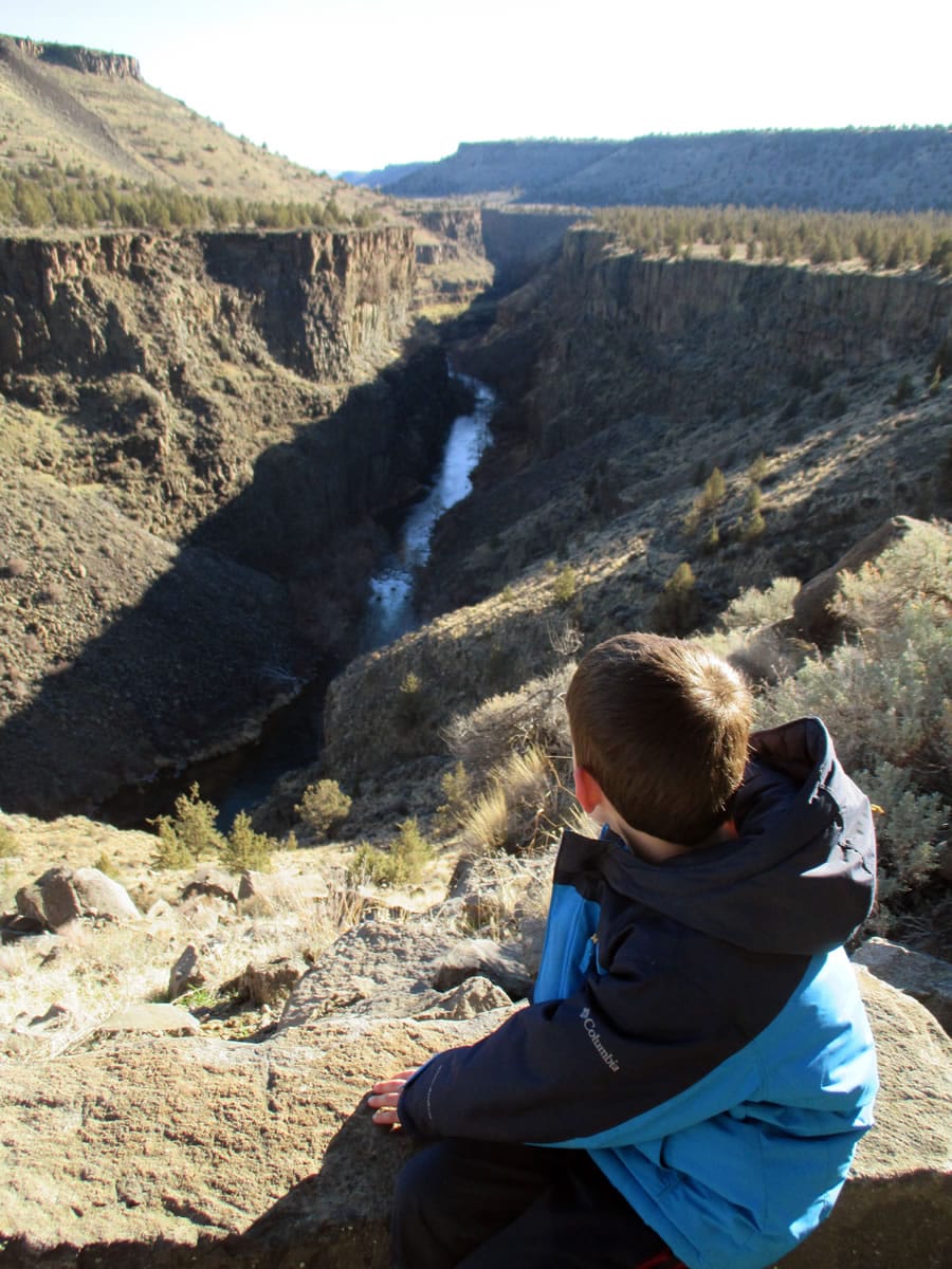 Mason Morical, 5, checks out the view of the Crooked River Gorge from the Opal Canyon Trail on Jan. 3 in Jefferson, Ore.