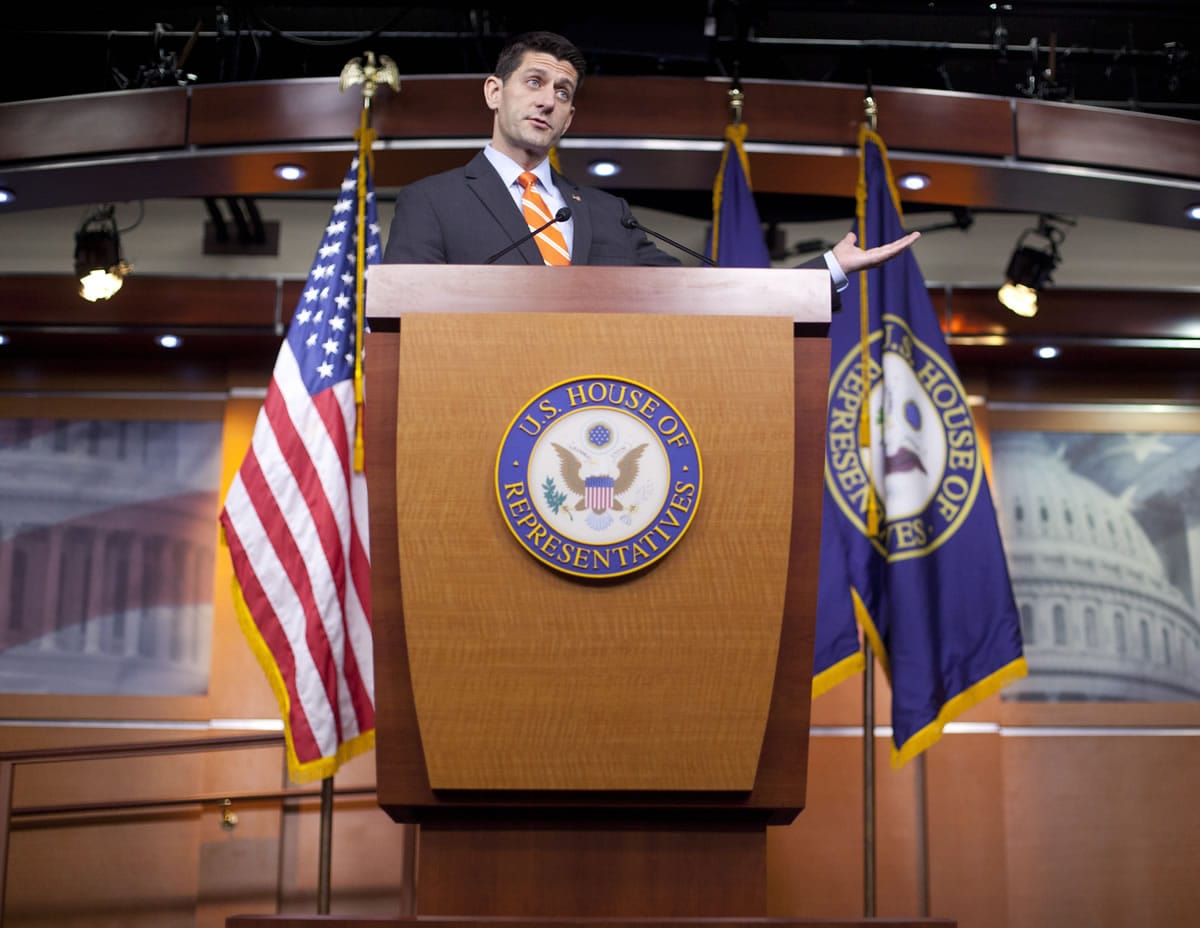 House Speaker Paul Ryan of Wis., answers questions during his news conference on Capitol Hill in Washington, Thursday, Nov. 5, 2015. The House has voted to continue transportation programs for six years with no significant increase in spending. That?s despite warnings that the nation?s roads, bridges and transit systems are falling apart.