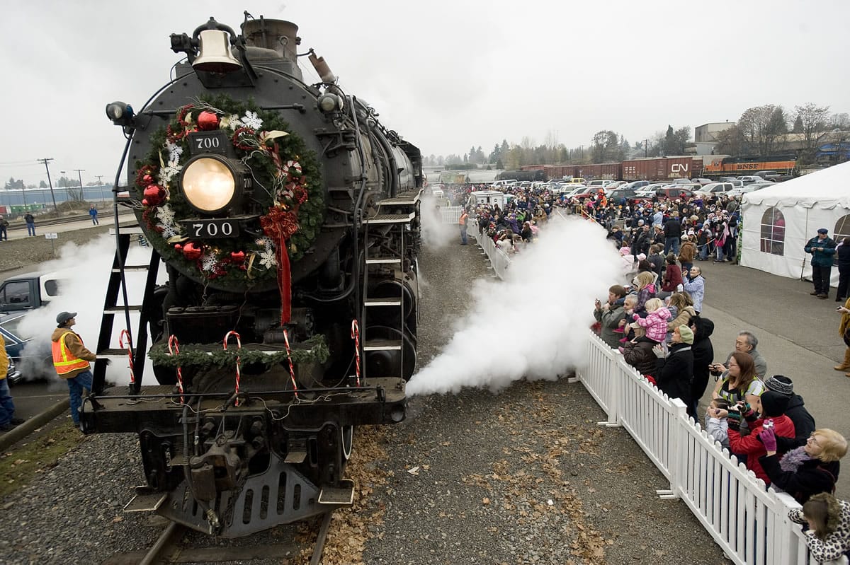 Santa arrives on the SP&amp;S 700 steam locomotive at the Vancouver Amtrak station in 2011. He'll be back at 11 a.m.
