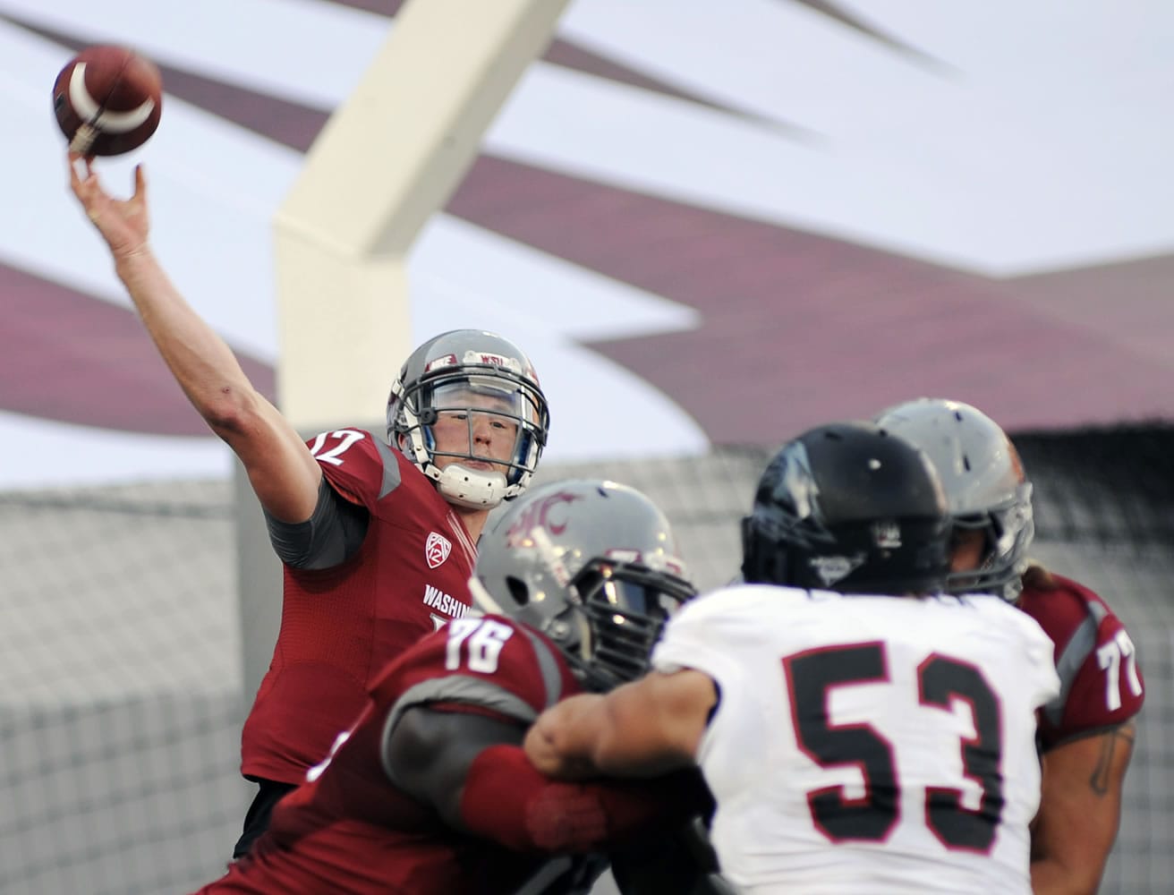 Washinton State quarterback Connor Halliday throws against Southern Utah in the first half Saturday at Pullman.