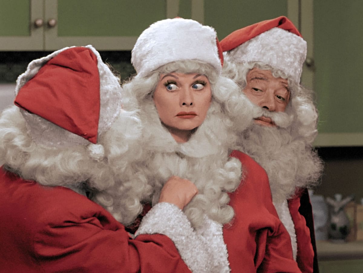 Lucille Ball, center, is dressed as Santa Claus in a colorized &quot;I Love Lucy Christmas Special,&quot; which aired Friday on CBS.