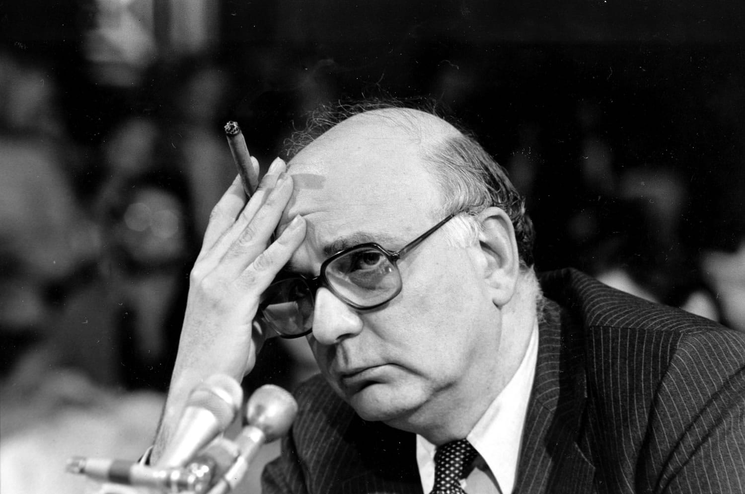 Federal Reserve Board Chairman Paul Volcker listens to a question as he appears before the Senate Banking Committee in Washington, D.C., on March 18, 1980. The Federal Reserve and the Federal Deposit Insurance Corp.