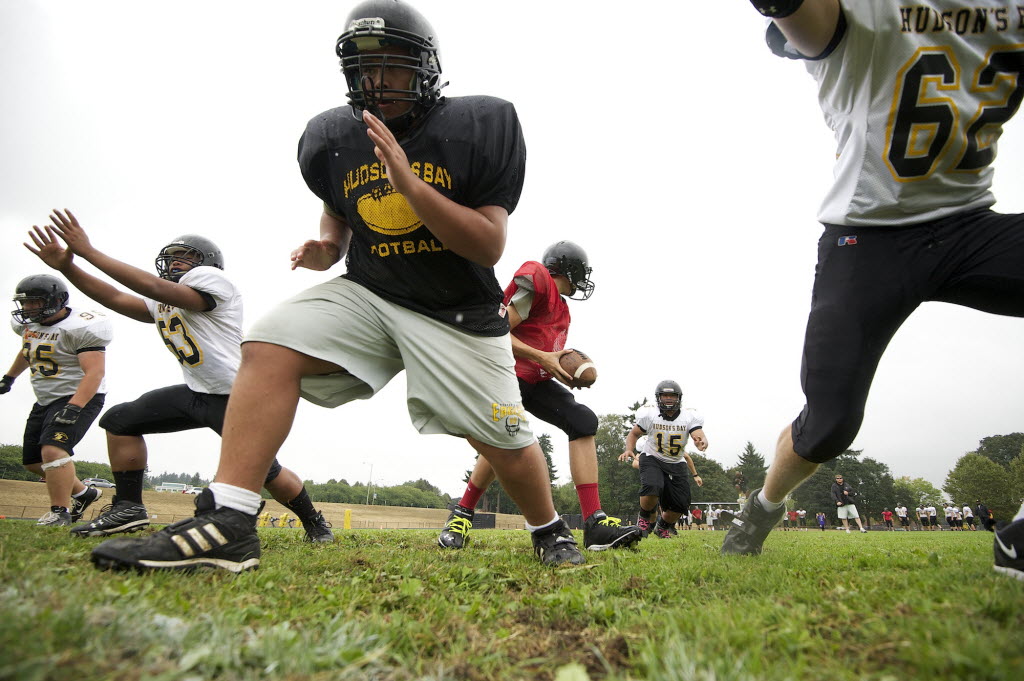 The Hudson's Bay High School football team at August practice.
