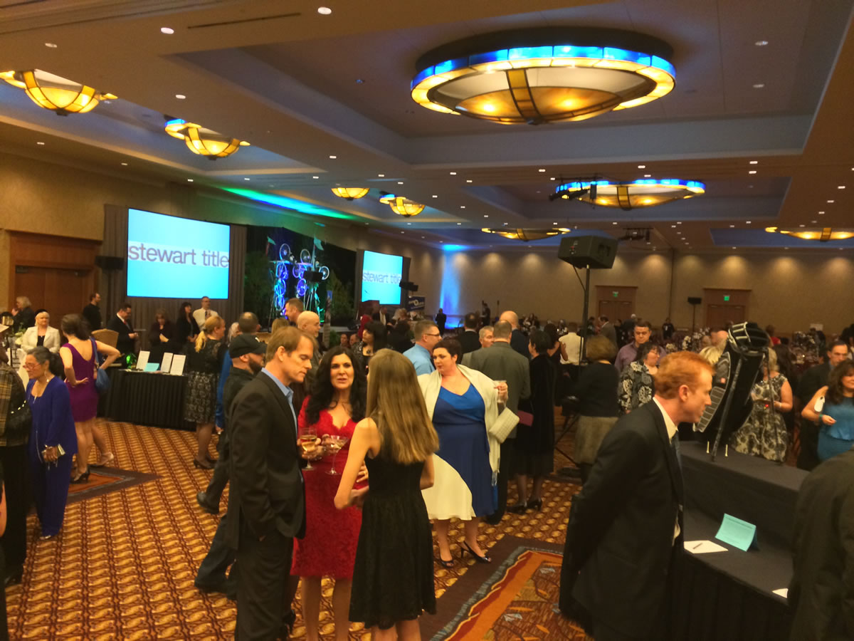 Guests mingle during the Northwest Association for Blind Athletes' fifth annual benefit dinner and auction, Creating Opportunities, at the Hilton Vancouver Washington.
