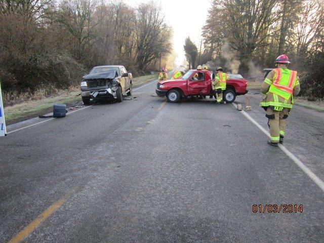 Icy conditions were blamed for a two-car crash north of Sleep Country Ampitheater. The drivers of both vehicles suffered injuries described as not serious.