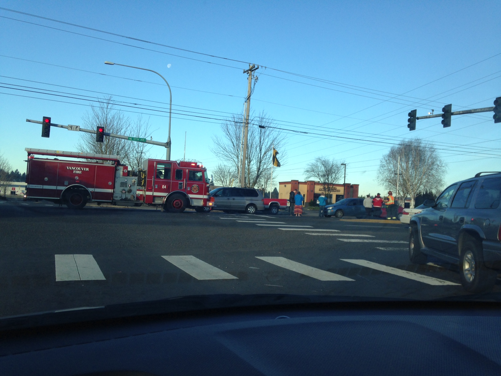 A four-car fender-bender briefly blocked the intersection at Northeast 117th Avenue and Northeast 65th Street.