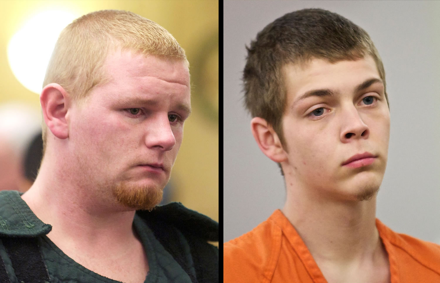 Murder suspects Jonathan Hensey, left, and Shawn Fortner appeared in Clark County Superior Court in February.