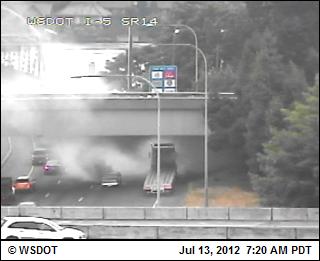 A vehicle fire snarled commuting traffic on Interstate 5 south Friday morning.