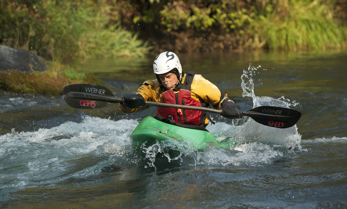Portland resident Phil Geffner kayaks down the White Salmon River between Husum Falls and Northwestern Park in September.