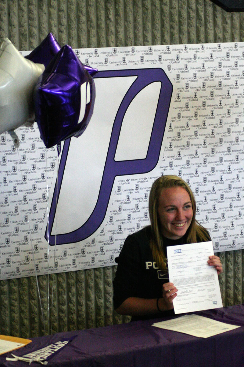 Washougal High School senior Ellie Boon signs a letter of intent to play soccer for the University of Portland Pilots.