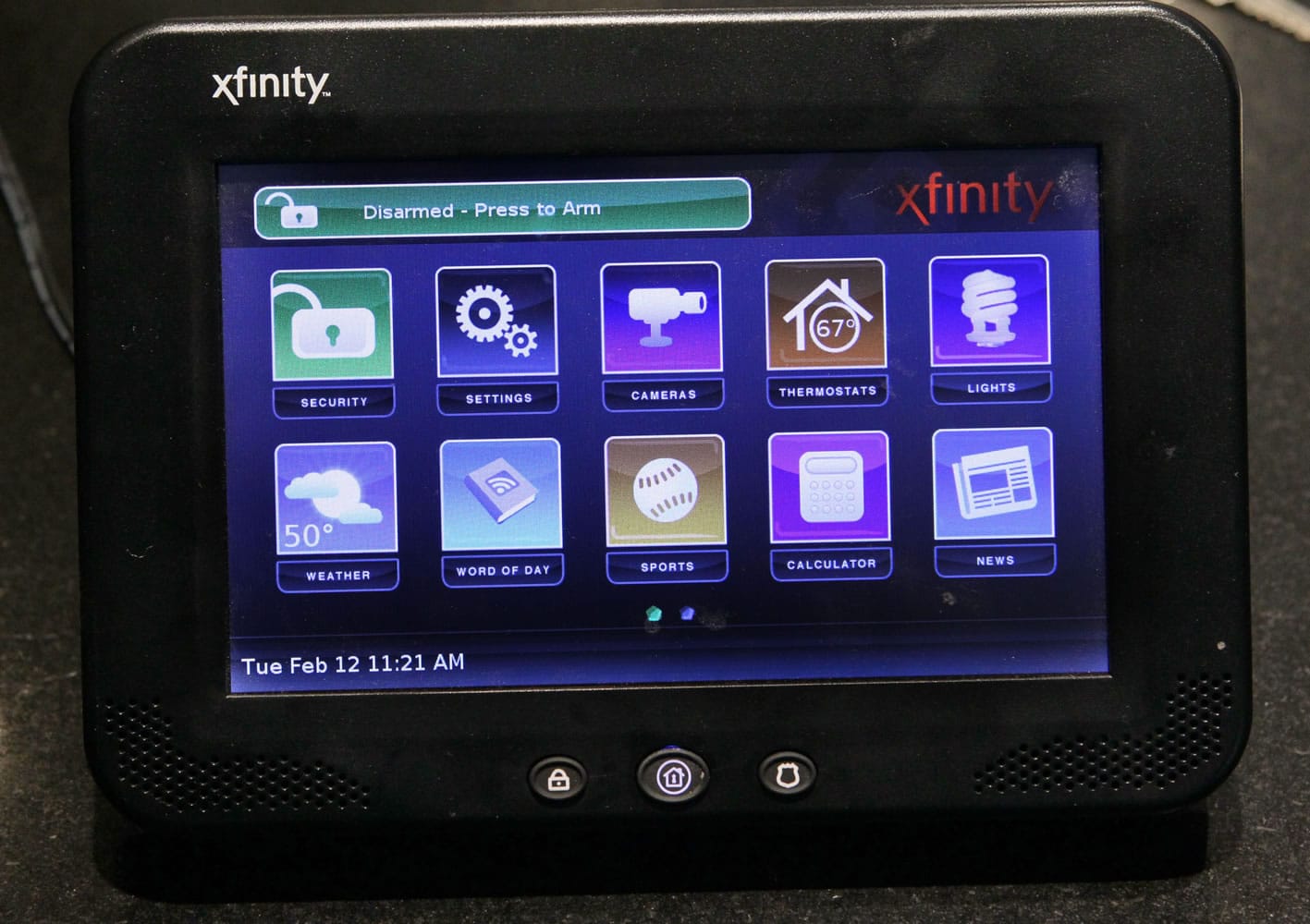 This Comcast XFinity console allows home customer Larry Schweber to control the all-digital security monitoring system at his Atlanta home.