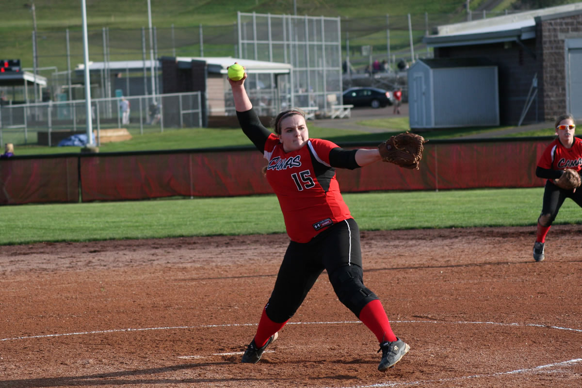 Camas sophomore Katie Schroeder didn't allow Washougal to get a hit in her first varsity start on the mound.