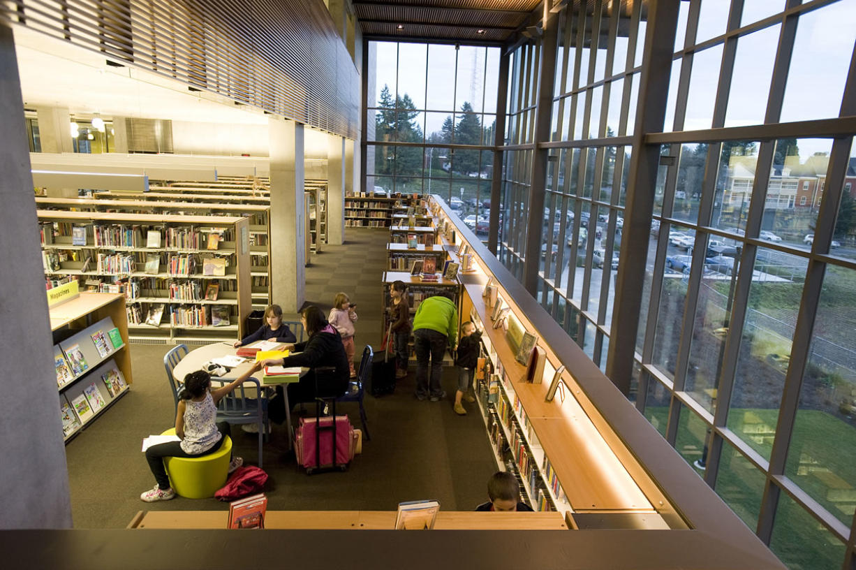 Visitors use the new Vancouver Community Library in January 2012, shortly after its opening.