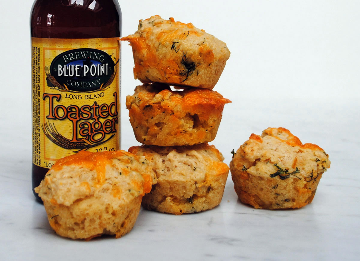 Muffins made with beer have a pleasantly malty flavor and bubbly texture.