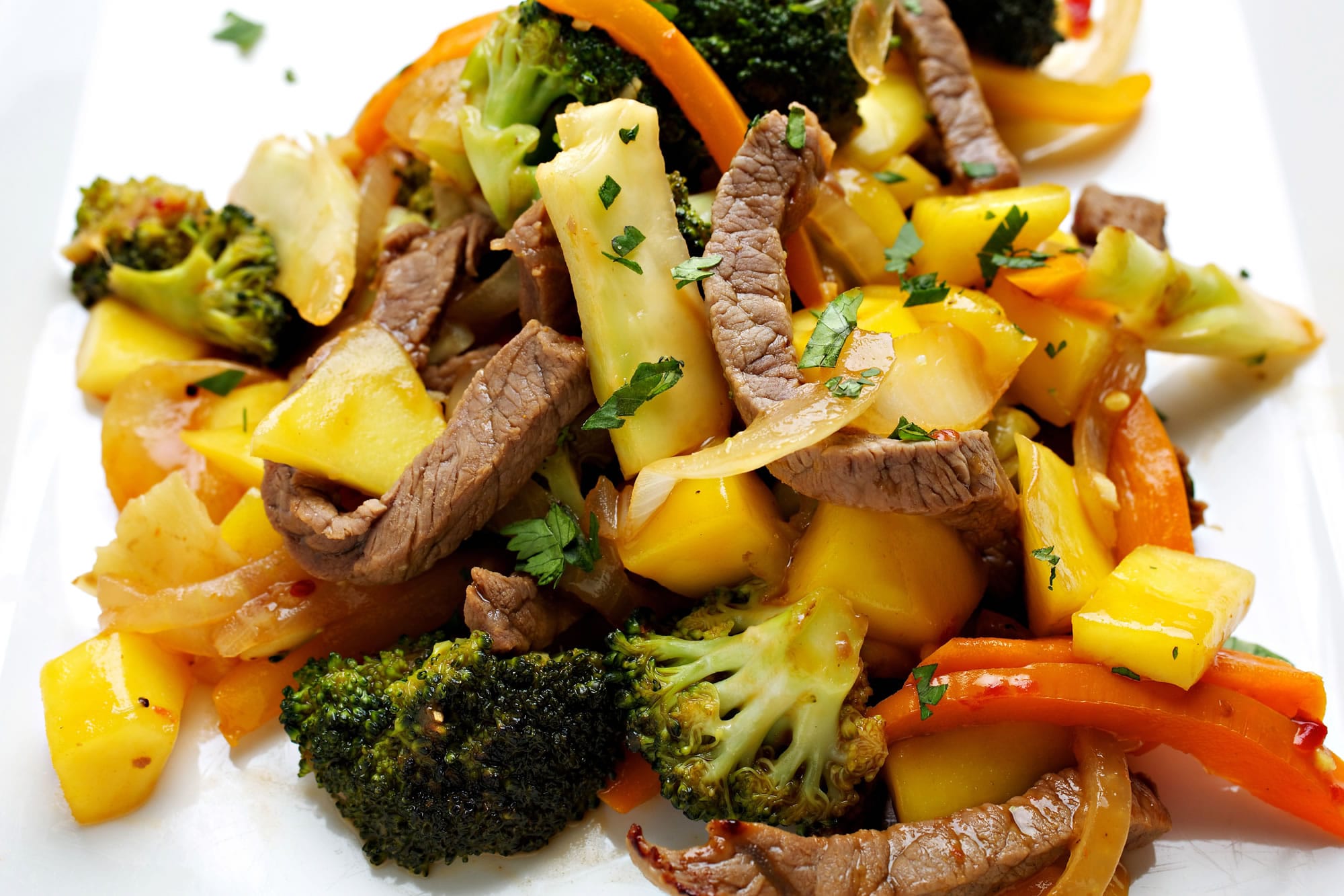 Beef, Broccoli and Mango Stir-Fry.