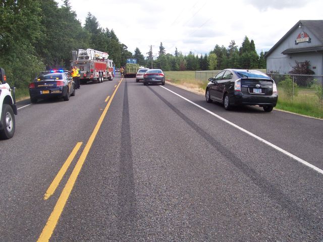 A Vancouver trucker was one of several motorists involved in this chain-reaction crash near Albany, Ore.