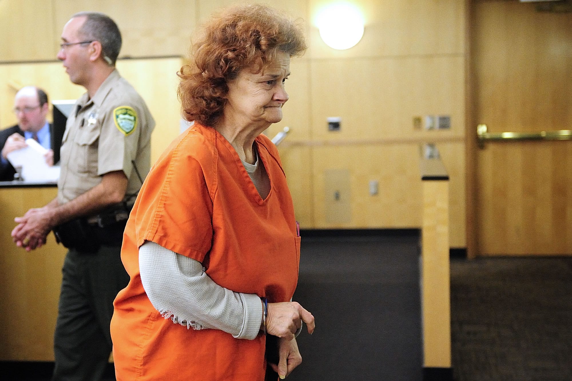 Karin Depee, shown here in March at her arraignment, pleaded guilty Thursday to second-degree manslaughter in the death of her roommate, Rachelle Law.