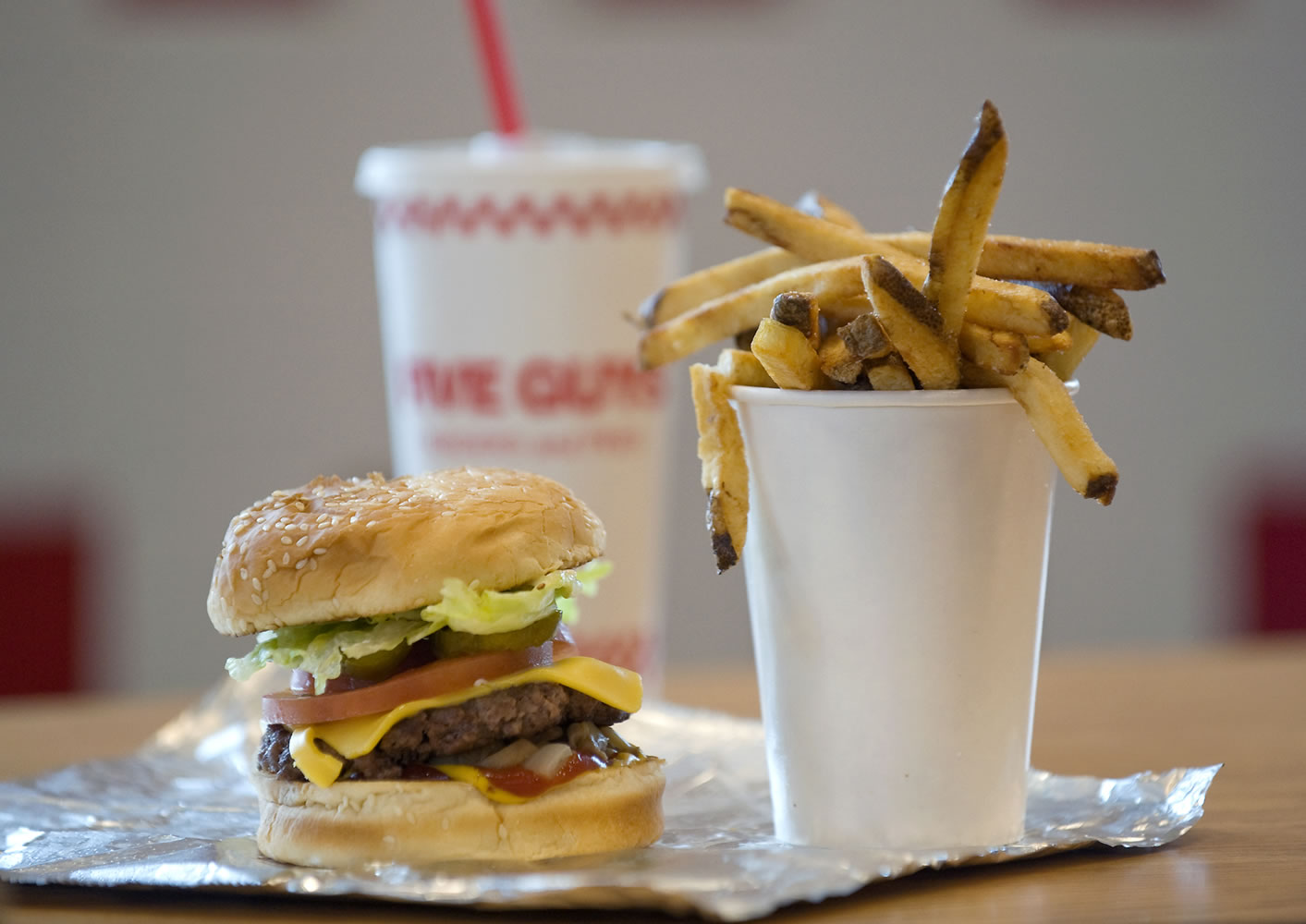 Five Guys Burgers and Fries' Little Cheeseburger and Fries.