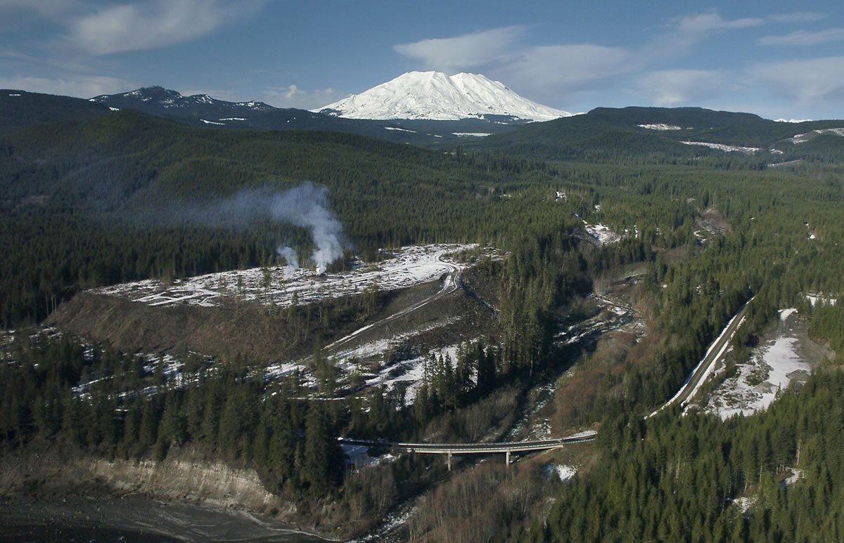 About 80 percent of Skamania County is owned by the federal government in the form of the Gifford Pinchot National Forest. Another 10 percent of the county is commercial timberland, including much of the area around Swift Reservoir, shown here.