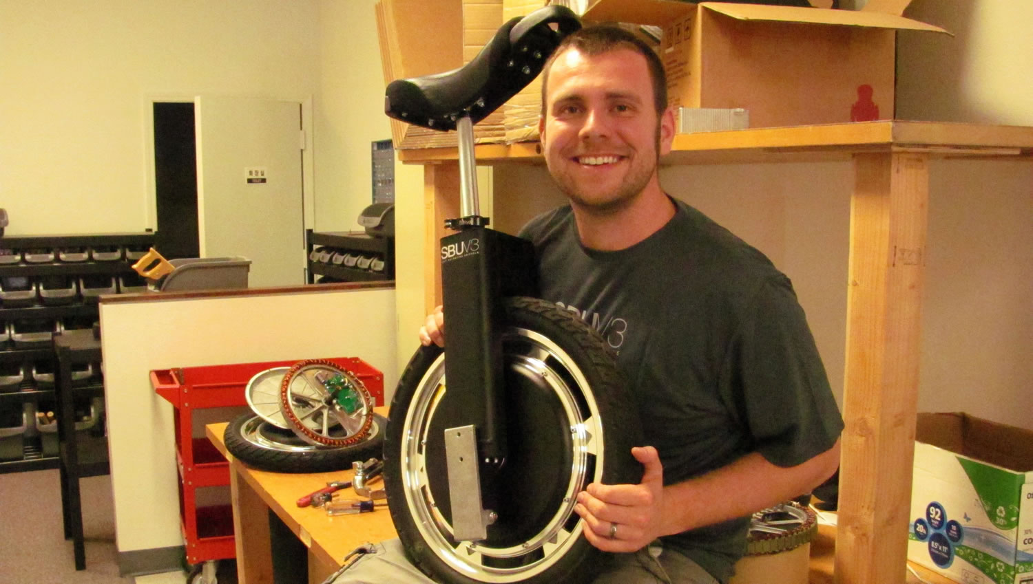 David Martschinske, a 2003 Camas High School graduate, is enjoying promoting the Self Balancing Unicycle. He is co-owner of Focus Designs Inc., with Daniel Wood and Rick Johannessen.