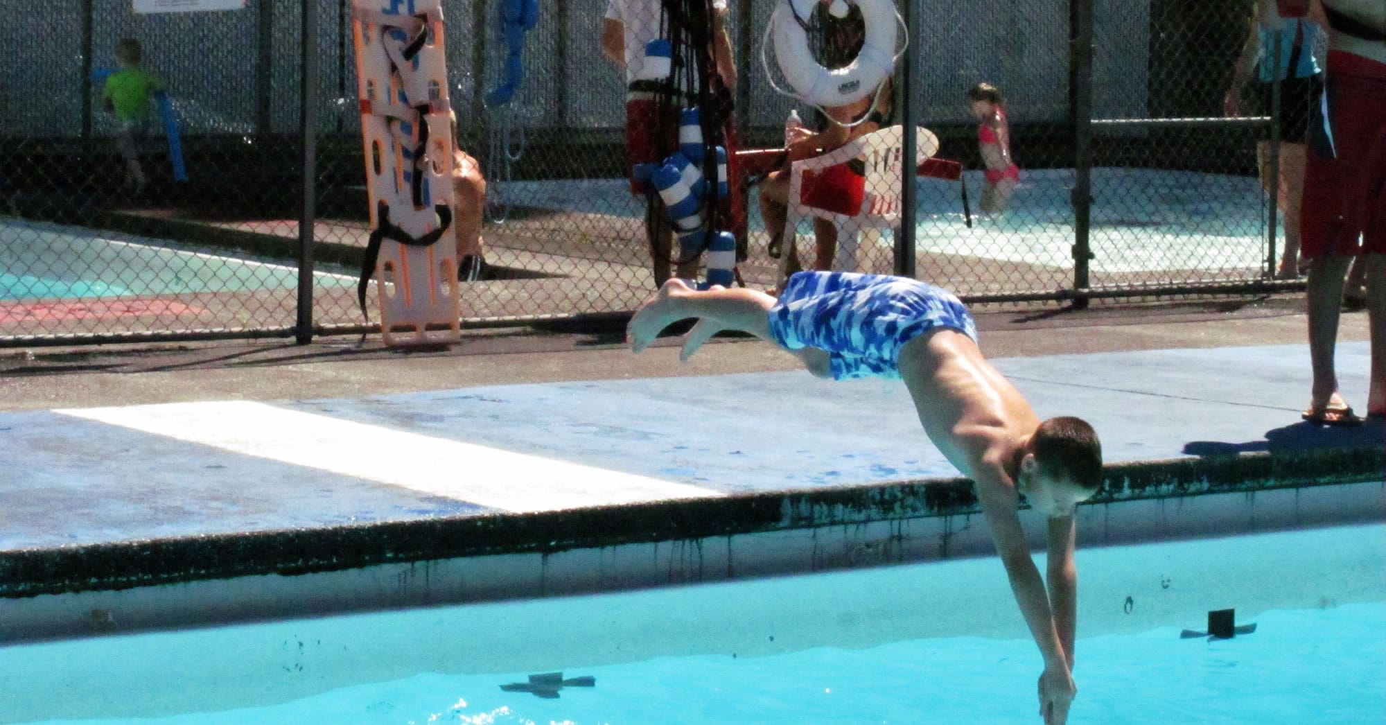 A patron plunges into the deep end of the Camas Municipal Pool last week as the temperature soared.