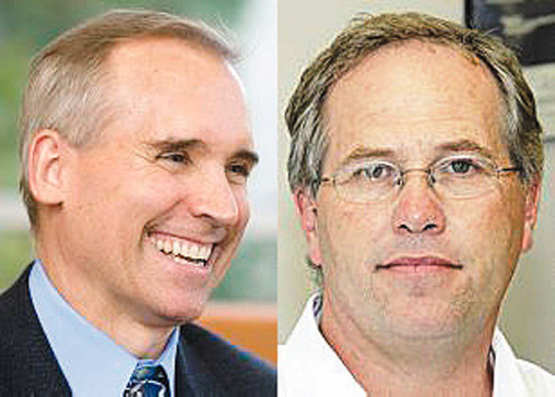 David Madore, left, and Marc Boldt are vying for a spot on the Clark County Board of Commissioners.