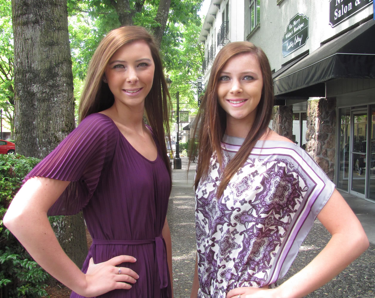 Identical twins Brandi (left) and Brittni Nester have kept busy modeling handbags and designer clothing this summer.
