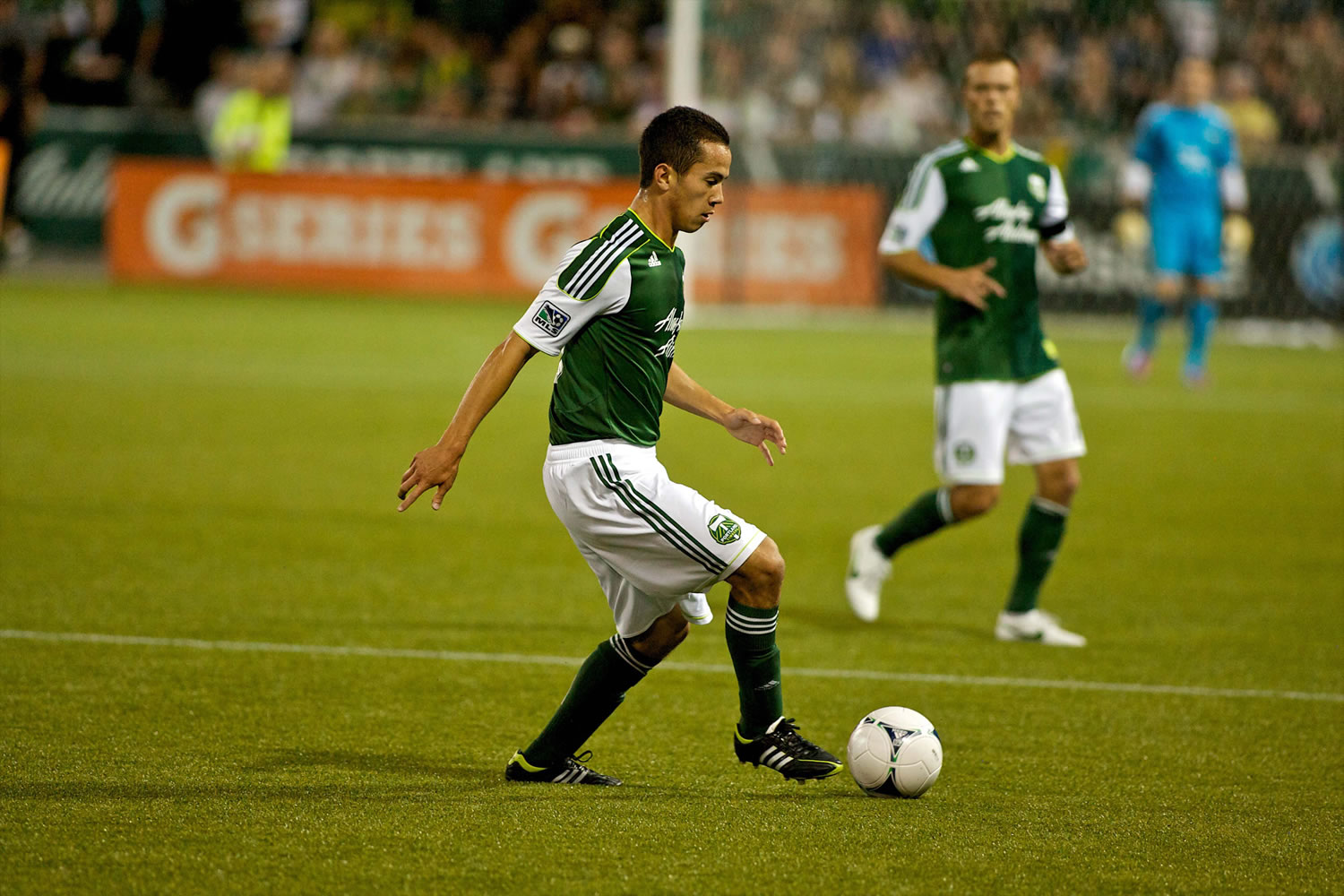 Brent Richards made his debut with the Portland Timbers against the L.A. Galaxy July 14, at JELD-WEN Field.
