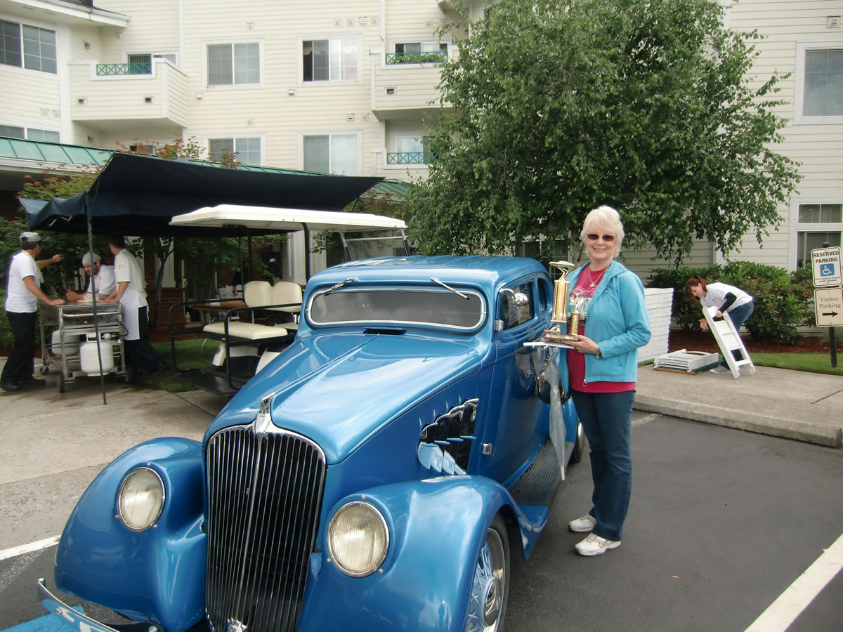 Fairway Village: Dawn Coonrod and her classic 1933 coupe turned out for the Car Show and Barbecue at Touchmark at Fairway Village.