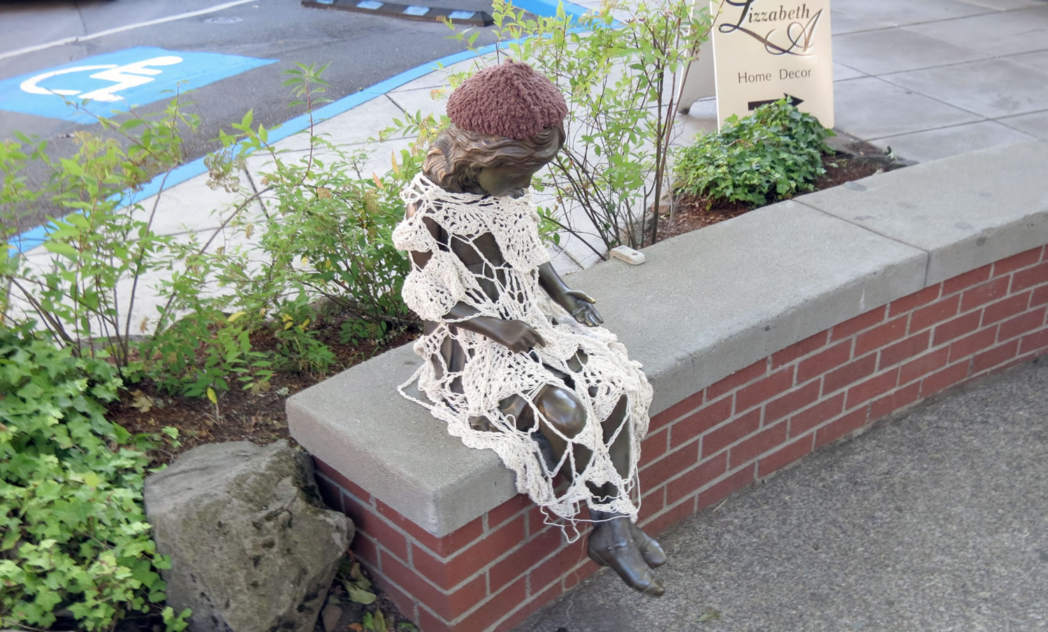 The festival volunteers got creative in their scavenger hunt, &quot;yarn bombing&quot; all over downtown, including the bronze statue located at the fountain at Northeast Fourth Avenue and Cedar Street.