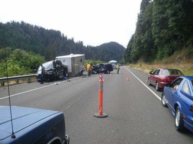 Two Vancouver men were injured in this accident east of Florence, Ore. Saturday.