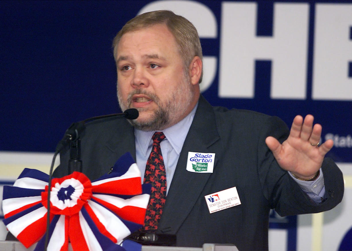 The Columbian files
Sen. Don Benton, R-Vancouver, speaks during a 2000 Republican Party rally.