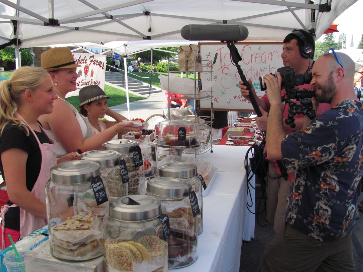 A crew from IGO Films recently shot footage at the Camas Farmer's Market, for a Camas-Washougal Economic Development Association project.