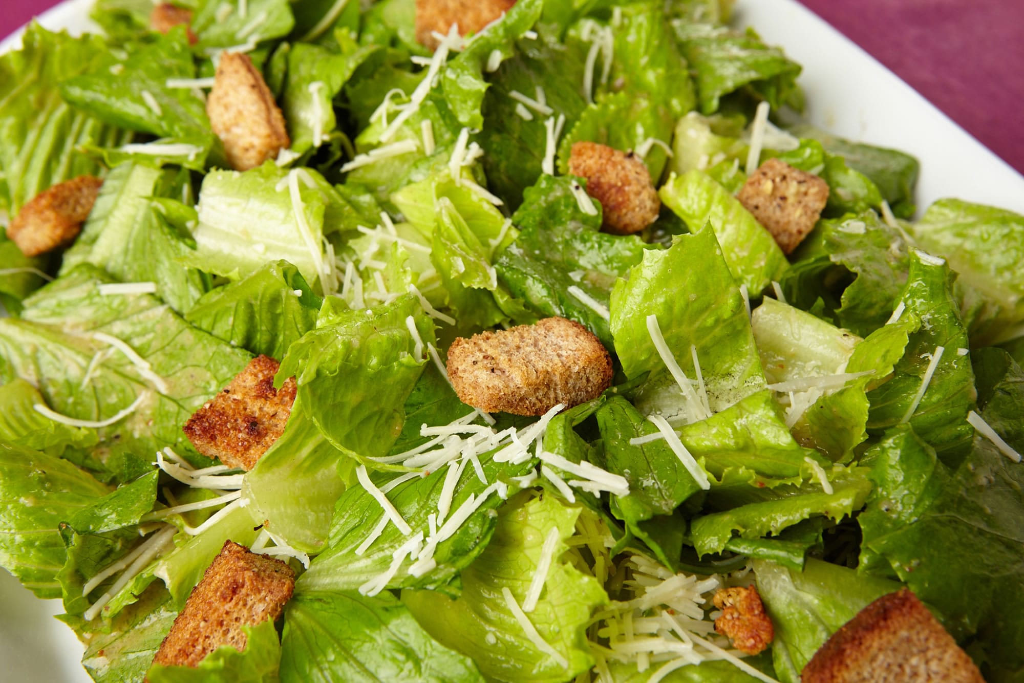 Lightened-Up Ceasar Salad uses cannelloni beans to provide the creaminess in the dressing.