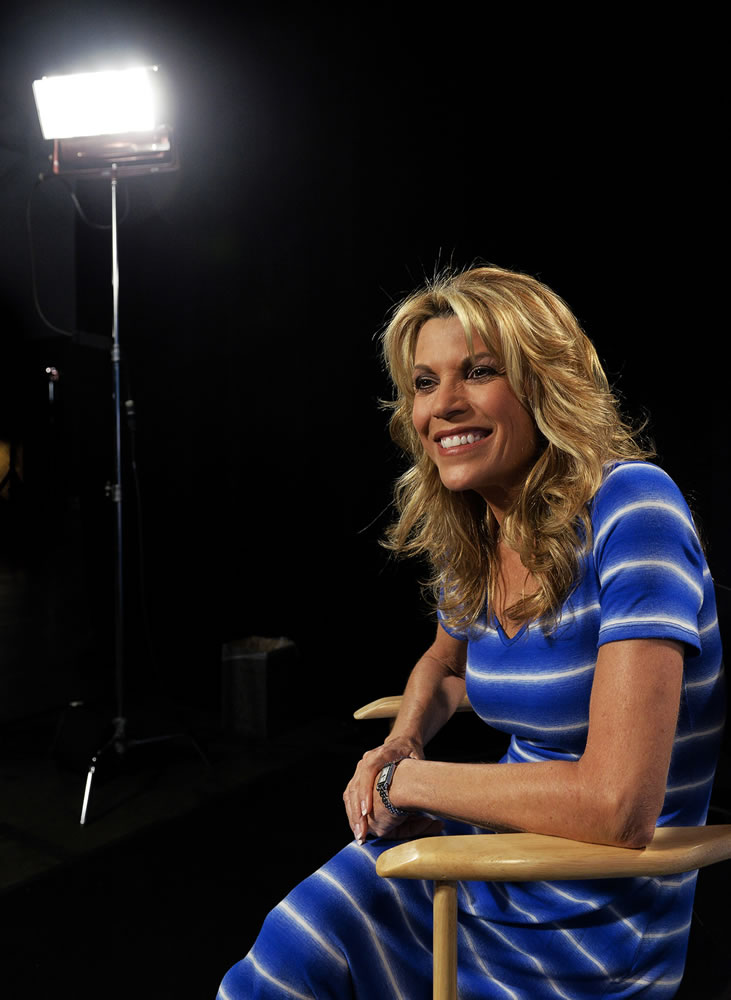 Vanna White gives an interview in July in Las Vegas.