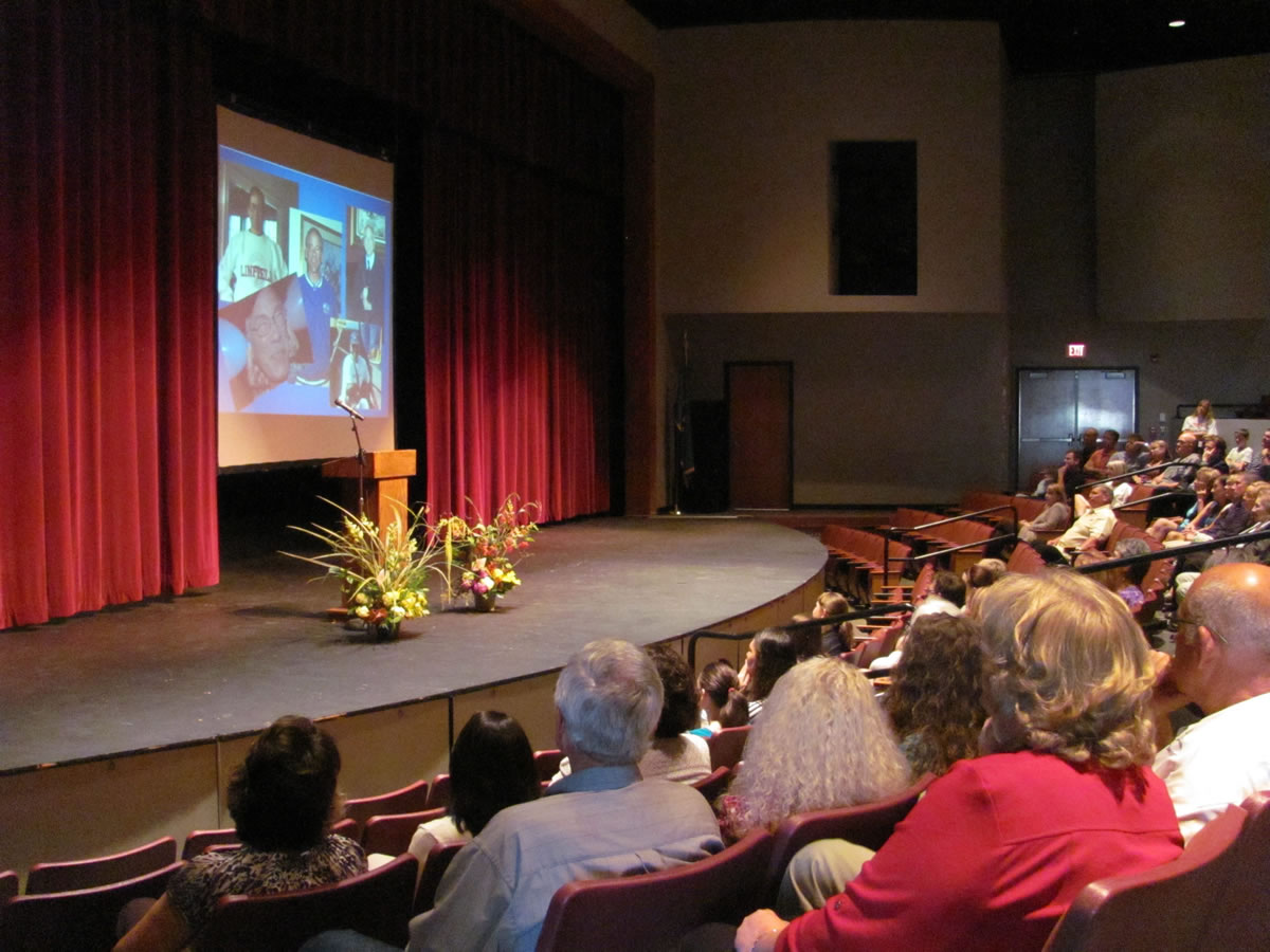 Friends, colleagues, family and community members gathered to remember Tom Hays during a memorial service at Washburn Performing Arts Center last week. The Jemtegaard Middle School history teacher passed away on Saturday, Sept.