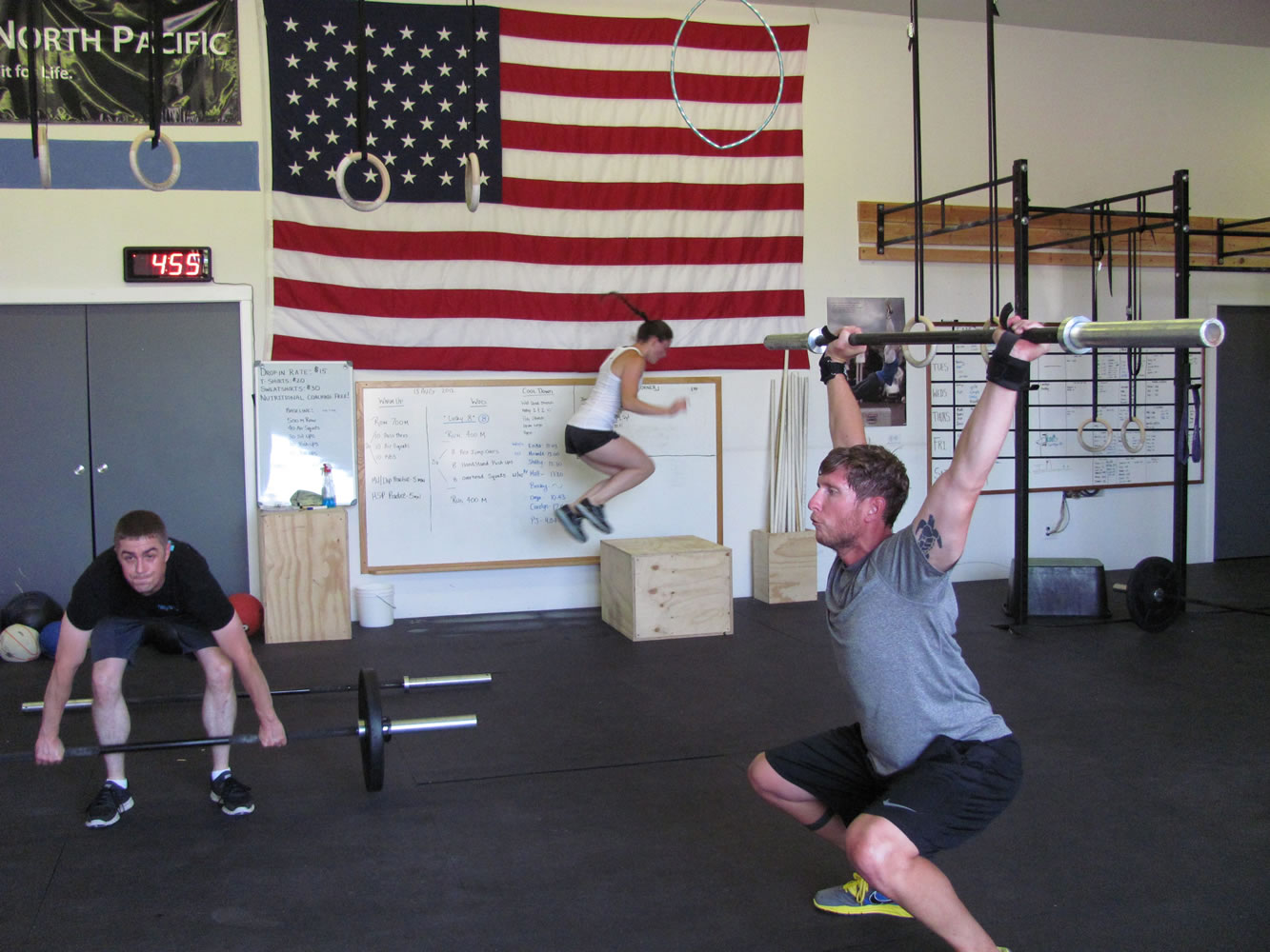 Individuals participate in a variety of weight lifting, gymnastics and cardio activities at CrossFit North Pacific, in Washougal.