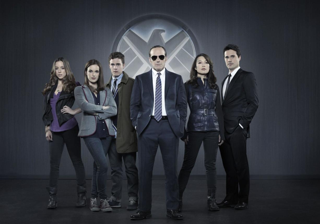 Chloe Bennett, from left, Elizabeth Henstridge, Iain De Caestecker, Clark Gregg, Ming-na Wen and Brett Dalton star in &quot;Marvel's Agents of S.H.I.E.L.D.&quot;