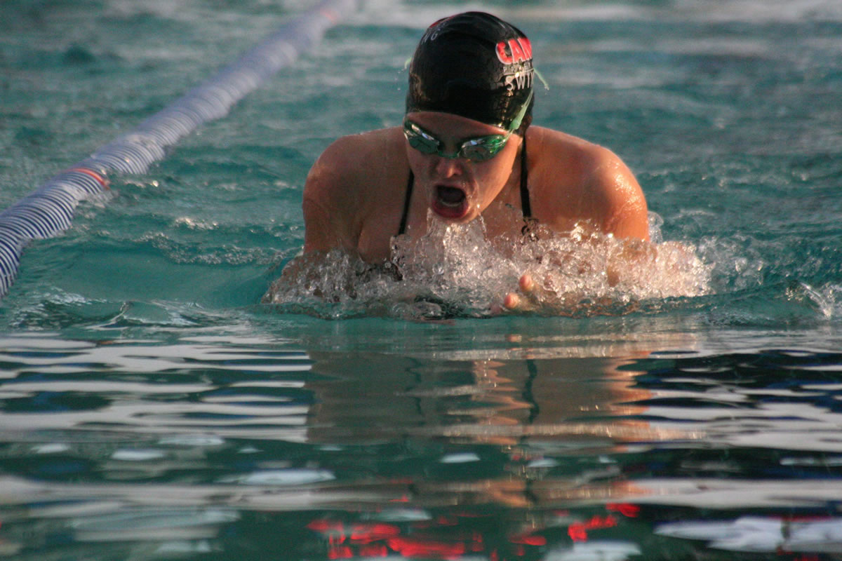 Corrine Bintz cuts through the water as the sun shines on her back Wednesday, at the Grass Valley Aquatics Center.