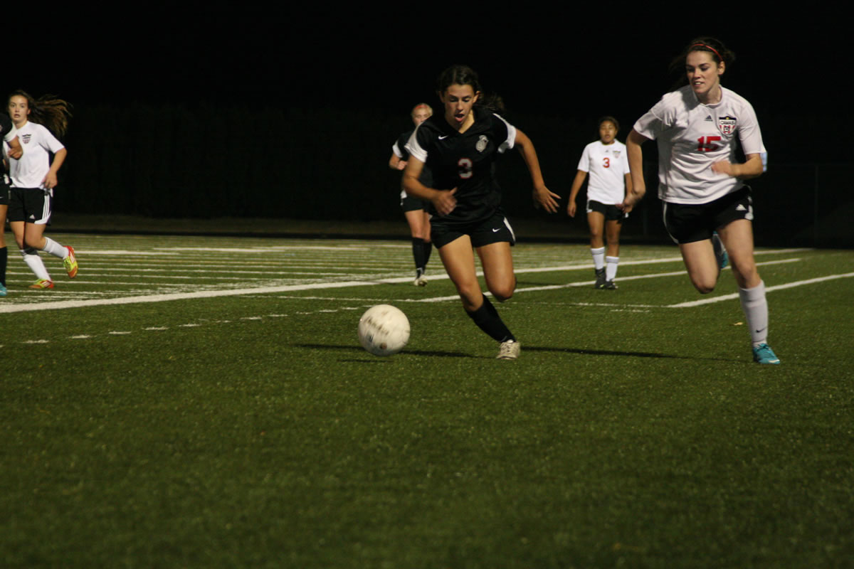 Savanna Joyce sets her sights on the soccer ball for the Papermakers. Camas and Union battled to a draw Oct.