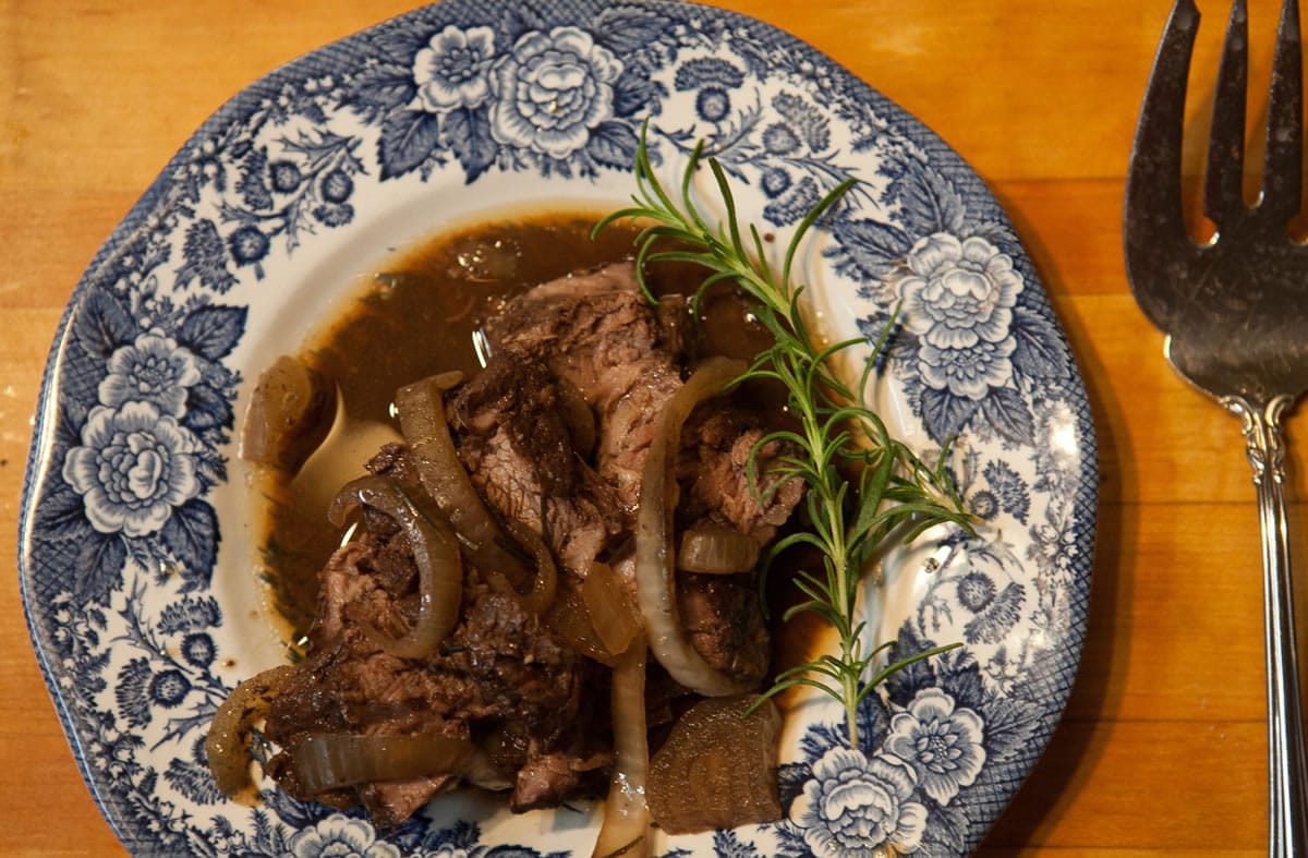 Vinegar-Braised Pot Roast is adapted from Atlanta author Cynthia Graubart's cookbook, &quot;Slow Cooking for Two: Basics, Techniques, Recipes&quot; (Gibbs Smith, $19.99).