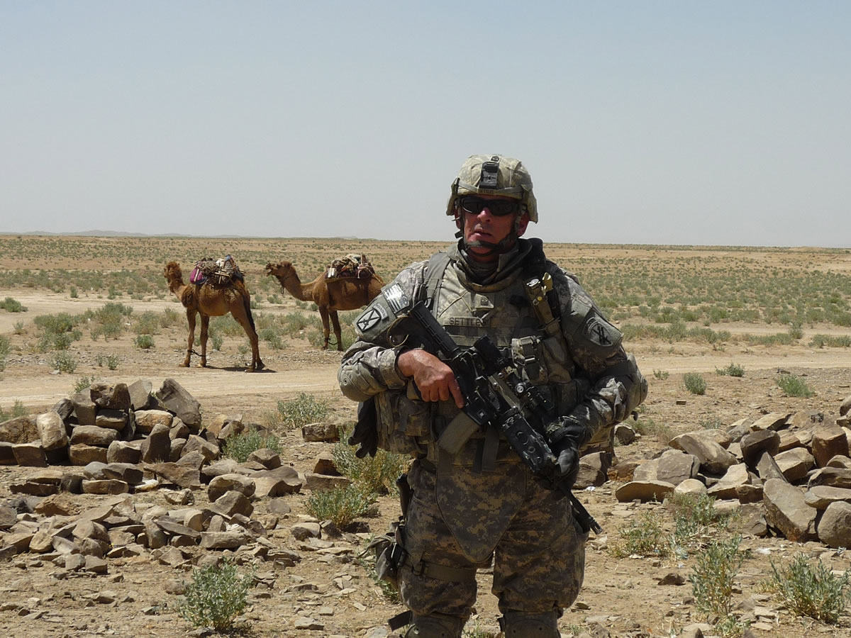 Courtesy of Mike Settles
Sgt. Major Mike Settles during one of his three deployments to Afghanistan.