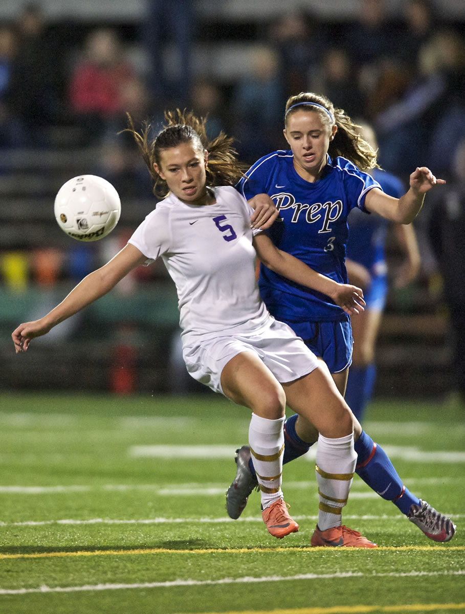 Columbia River's Kira Kallem (5) was a freshman on the junior varsity team the last time the Chieftains won the girls soccer state championship.