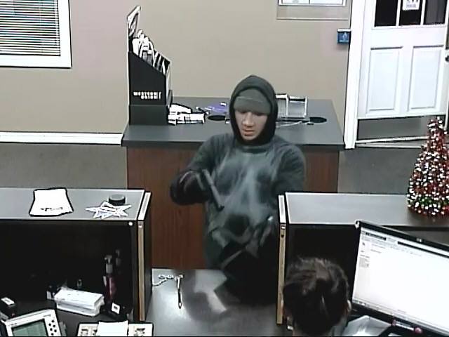 The Clark County Sheriff's Office is asking for the public's help identifying this man, shown here in an image taken from surveillance video, in connection to a robbery at a US Bank branch in Orchards Wednesday evening.