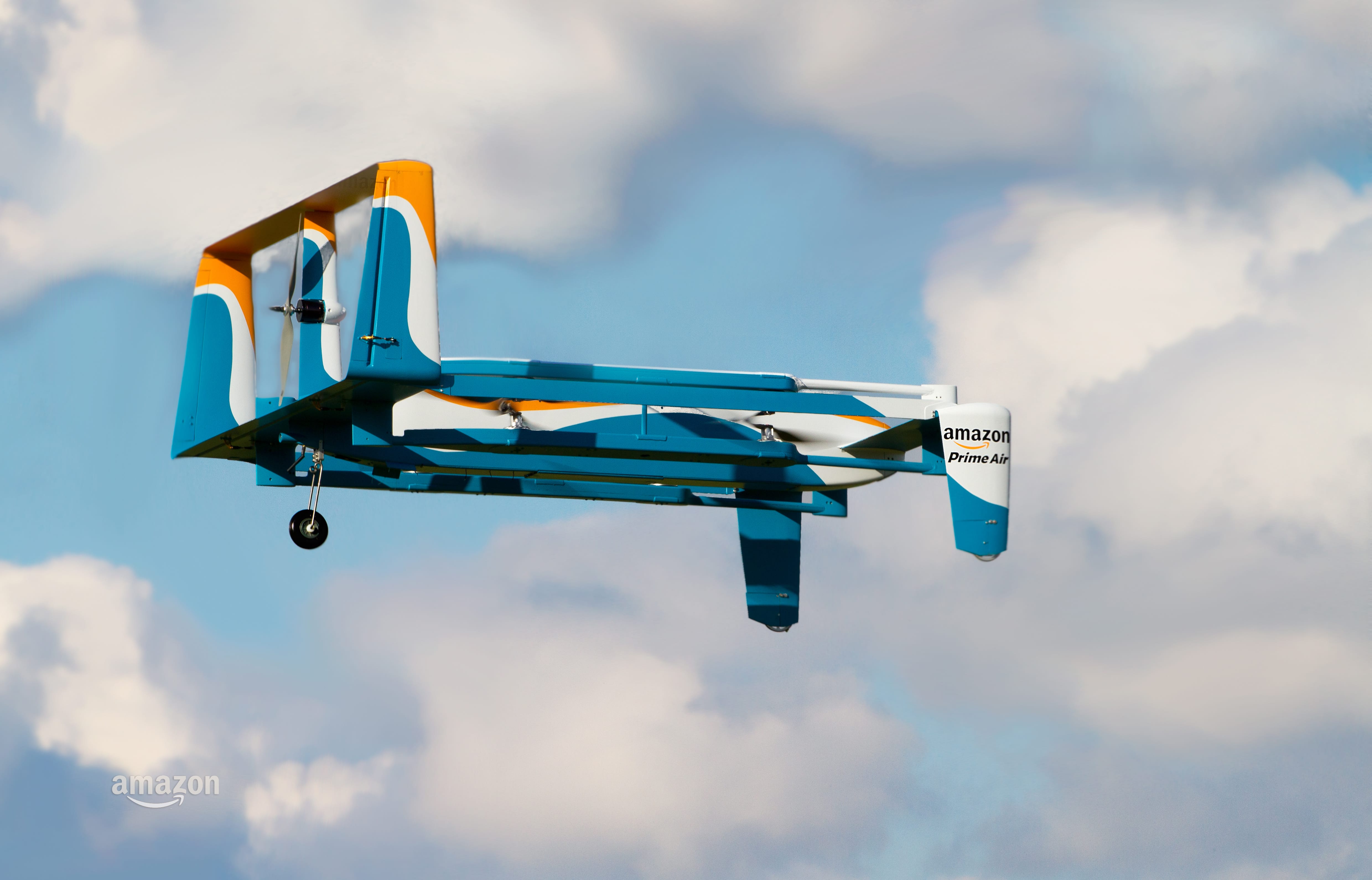 &#039;Amazon Prime Air&#039; is a future service that Amazon says will deliver packages up to five pounds in 30 minutes or less using small drones.