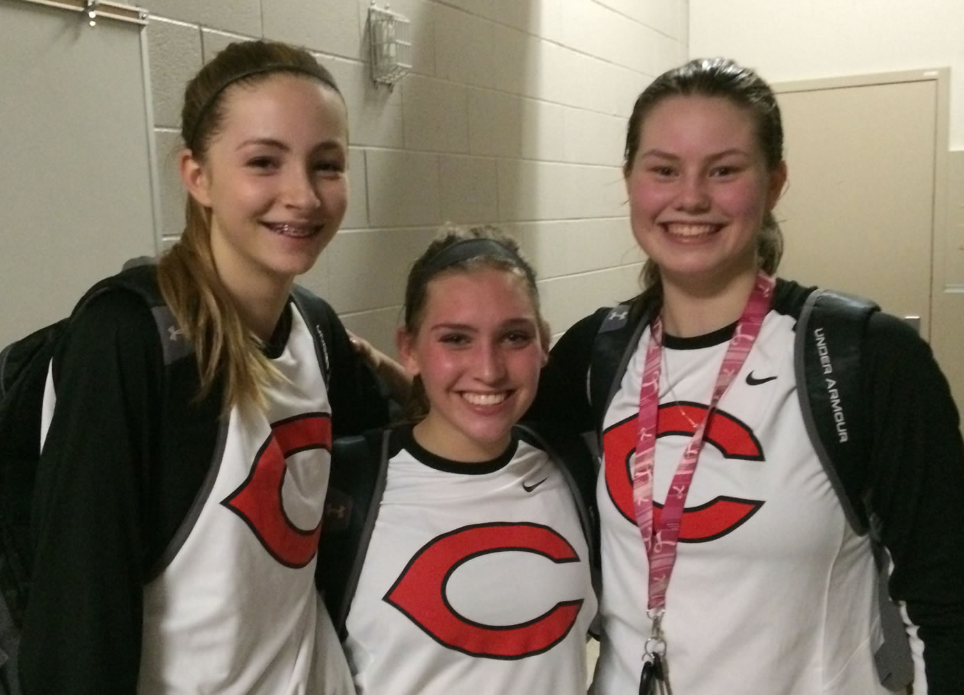 Camas' Madison Freemon, Meghan Finley, and Courtney Clemmer.