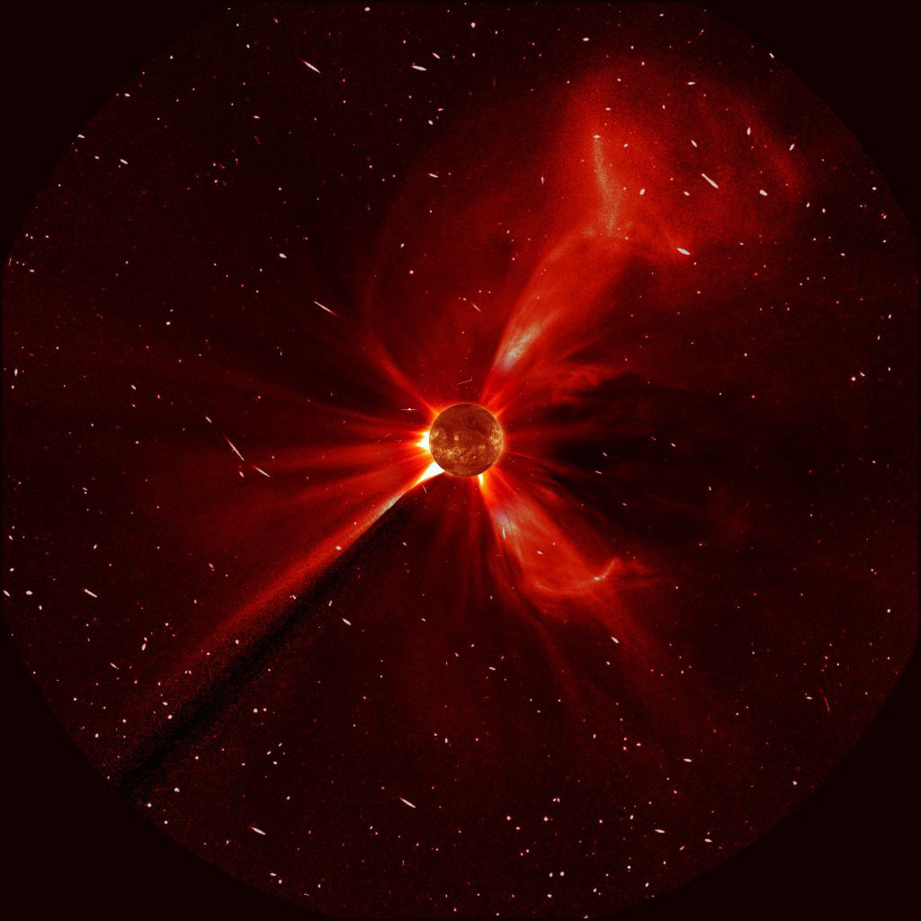 &quot;Cosmic Collisions,&quot; at the Air and Space Museum, shows sun particles heading toward Earth at a million miles an hour in a NASA satellite image.