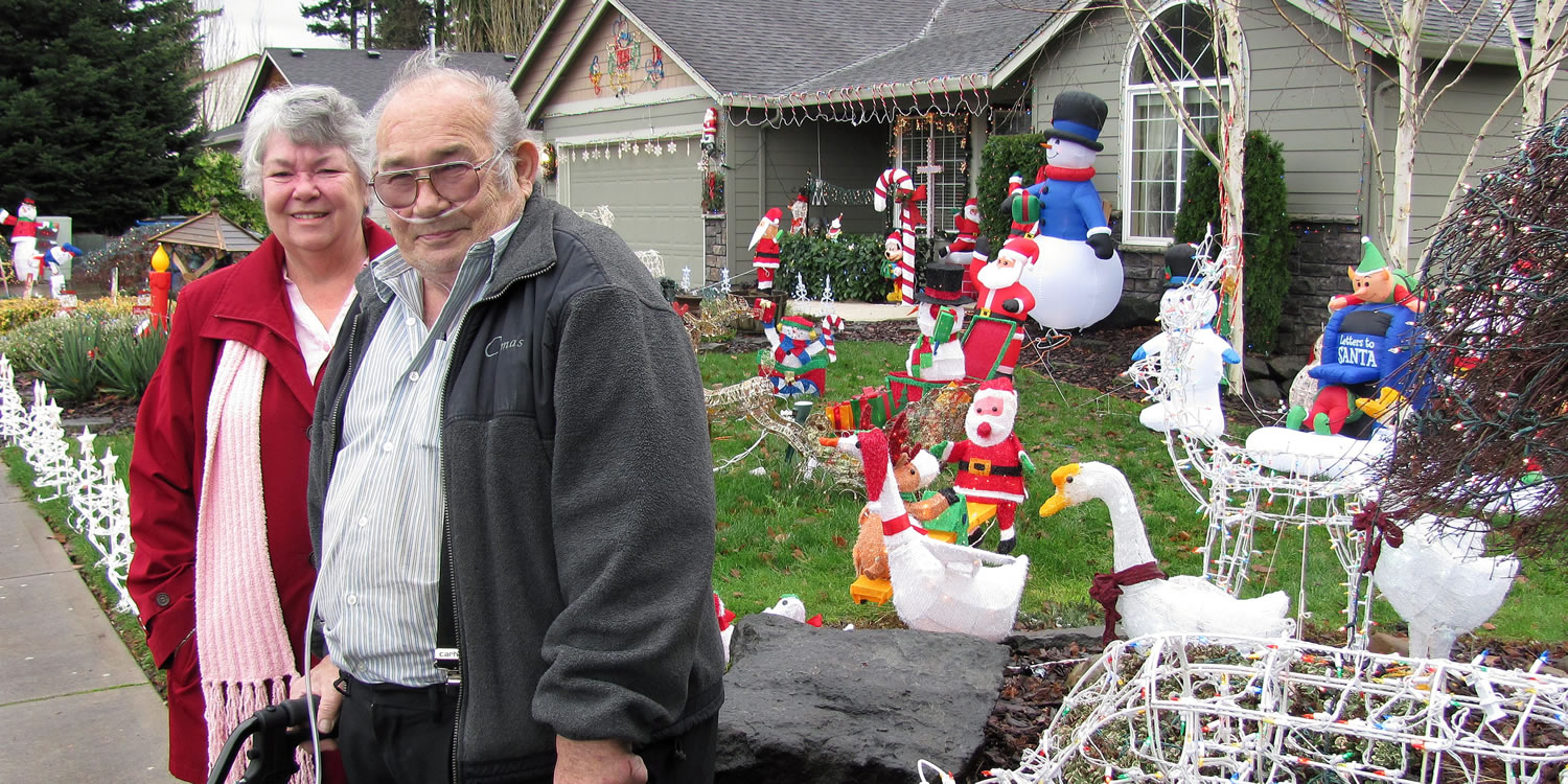 Joan and Ray Hamilton have enjoyed decorating their home and yard in Washougal for the holidays for four years. &quot;It started primarily for the grandkids, and it got bigger and bigger and bigger,&quot; he said. &quot;[This year] we started the week before Thanksgiving, and we're still not done,&quot; he said Dec. 12.